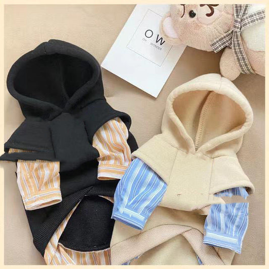 Fashion Dog Warm Hood With Stripe Shirt