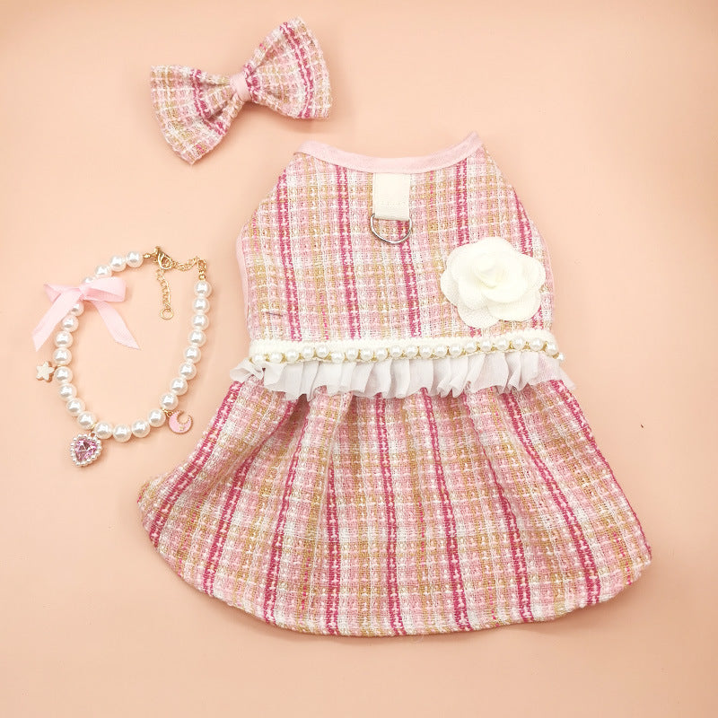 Pet Cute Barbie Skirt Dress With Necklace - Cocoa Paws Collective