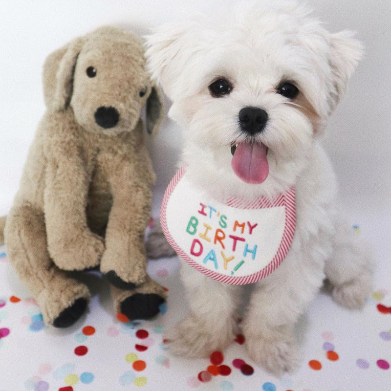 Pet Embroidery Dog Saliva Bib Towel - Cocoa Paws Collective
