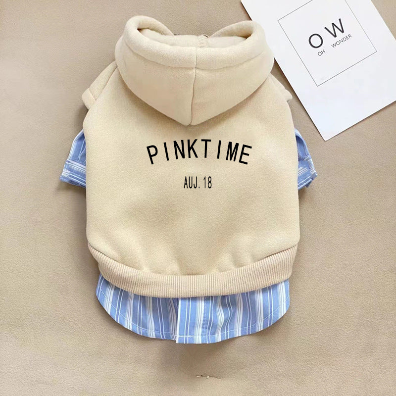 Fashion Dog Warm Hood With Stripe Shirt - Cocoa Paws Collective