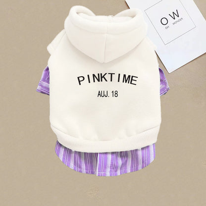 Fashion Dog Warm Hood With Stripe Shirt - Cocoa Paws Collective