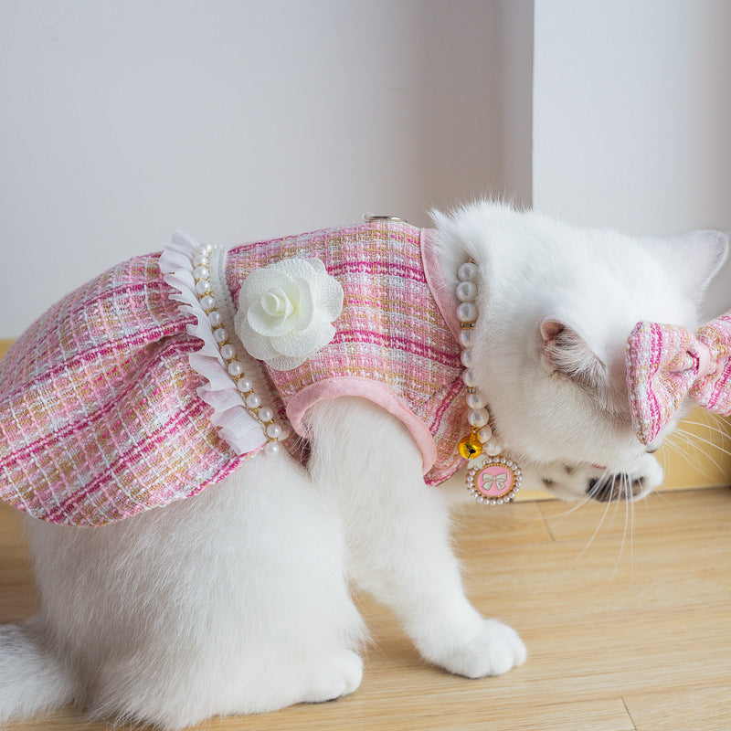 Pet Cute Barbie Skirt Dress With Necklace - Cocoa Paws Collective