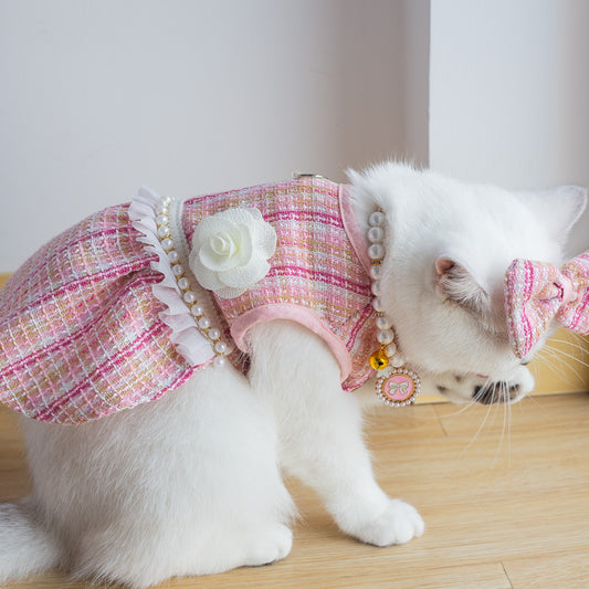 Pet Cute Barbie Skirt Dress With Necklace