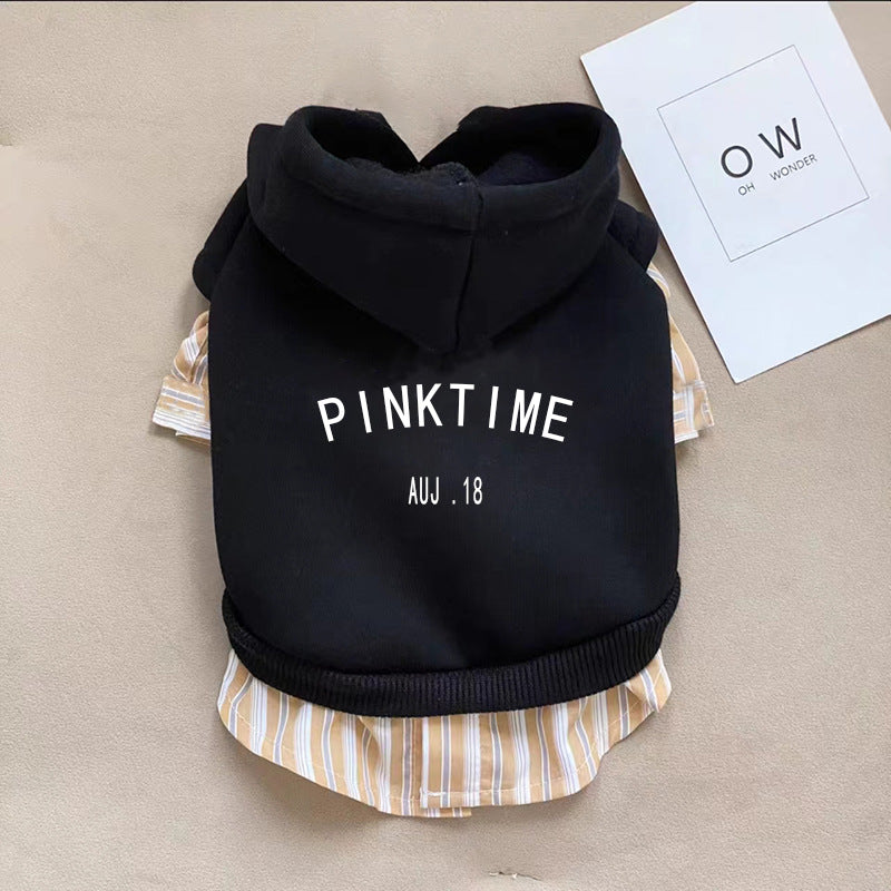 Fashion Dog Warm Hood With Stripe Shirt - Cocoa Paws Collective