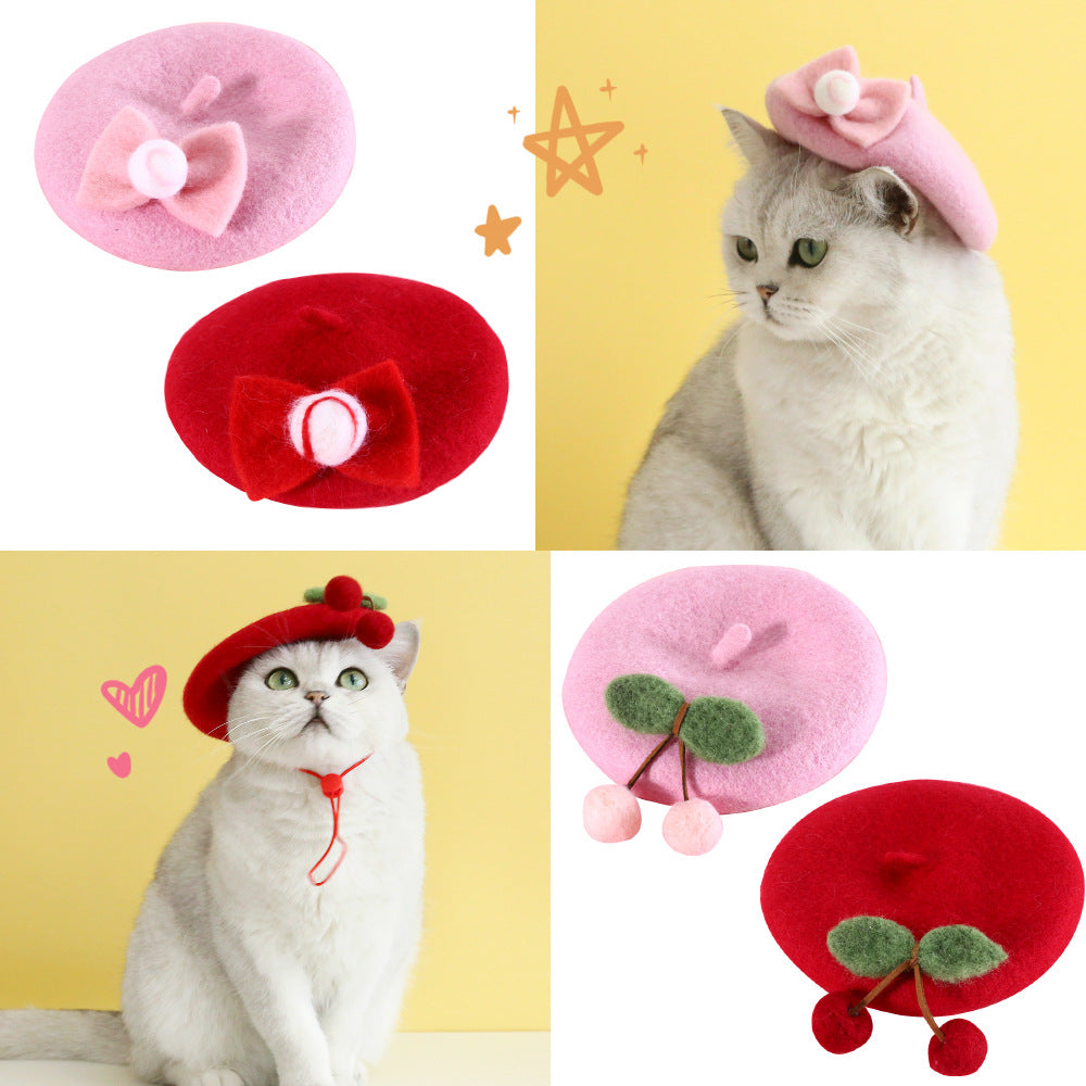Pet Cat Wool Painter Bud Hat - Cocoa Paws Collective