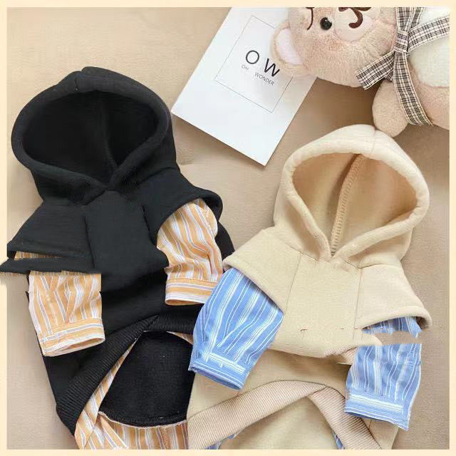 Fashion Dog Warm Hood With Stripe Shirt - Cocoa Paws Collective