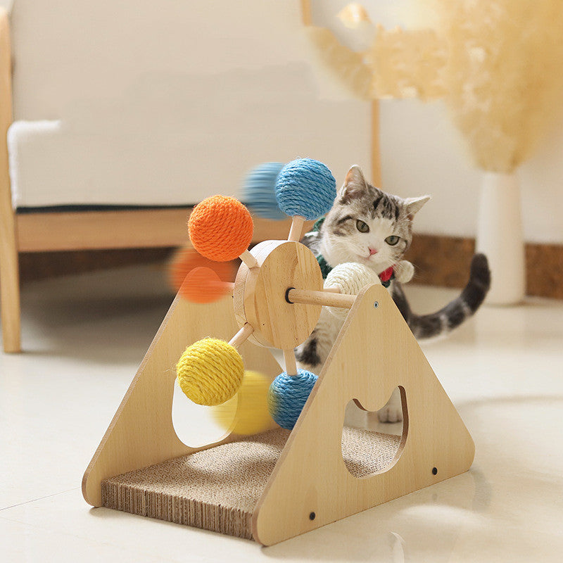 Wood Rotary Scratch Board Sisal Toy - Cocoa Paws Collective