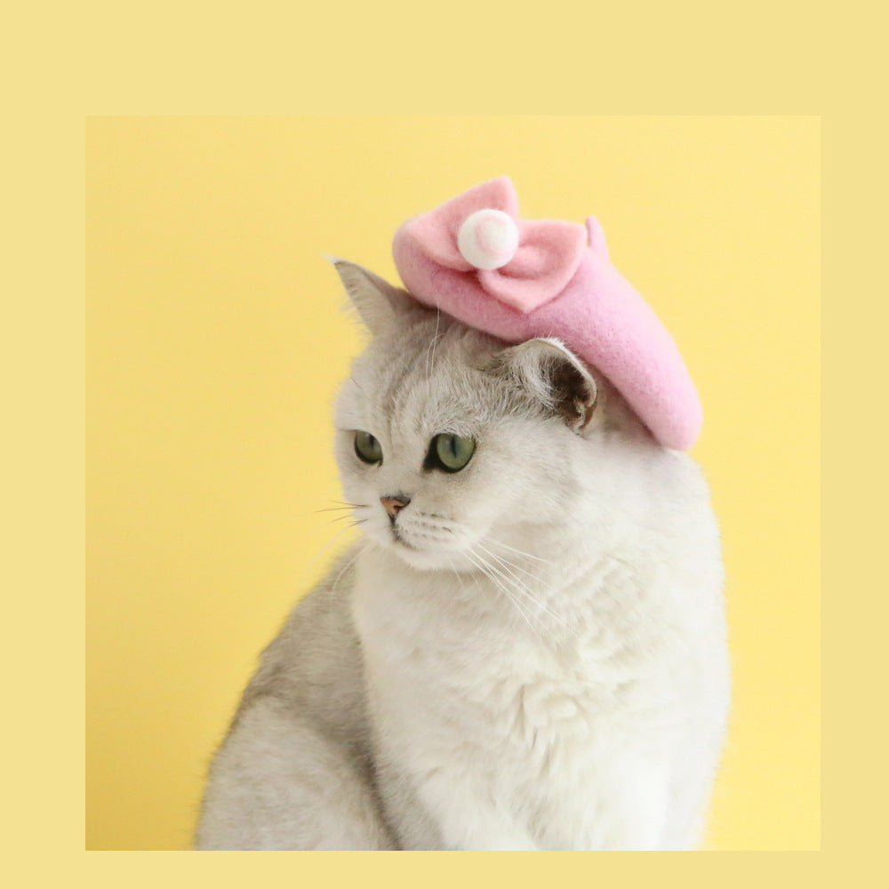 Pet Cat Wool Painter Bud Hat - Cocoa Paws Collective