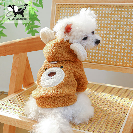 Pet Comfortable Lambswool Round Bear Hoodie