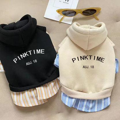 Fashion Dog Warm Hood With Stripe Shirt - Cocoa Paws Collective