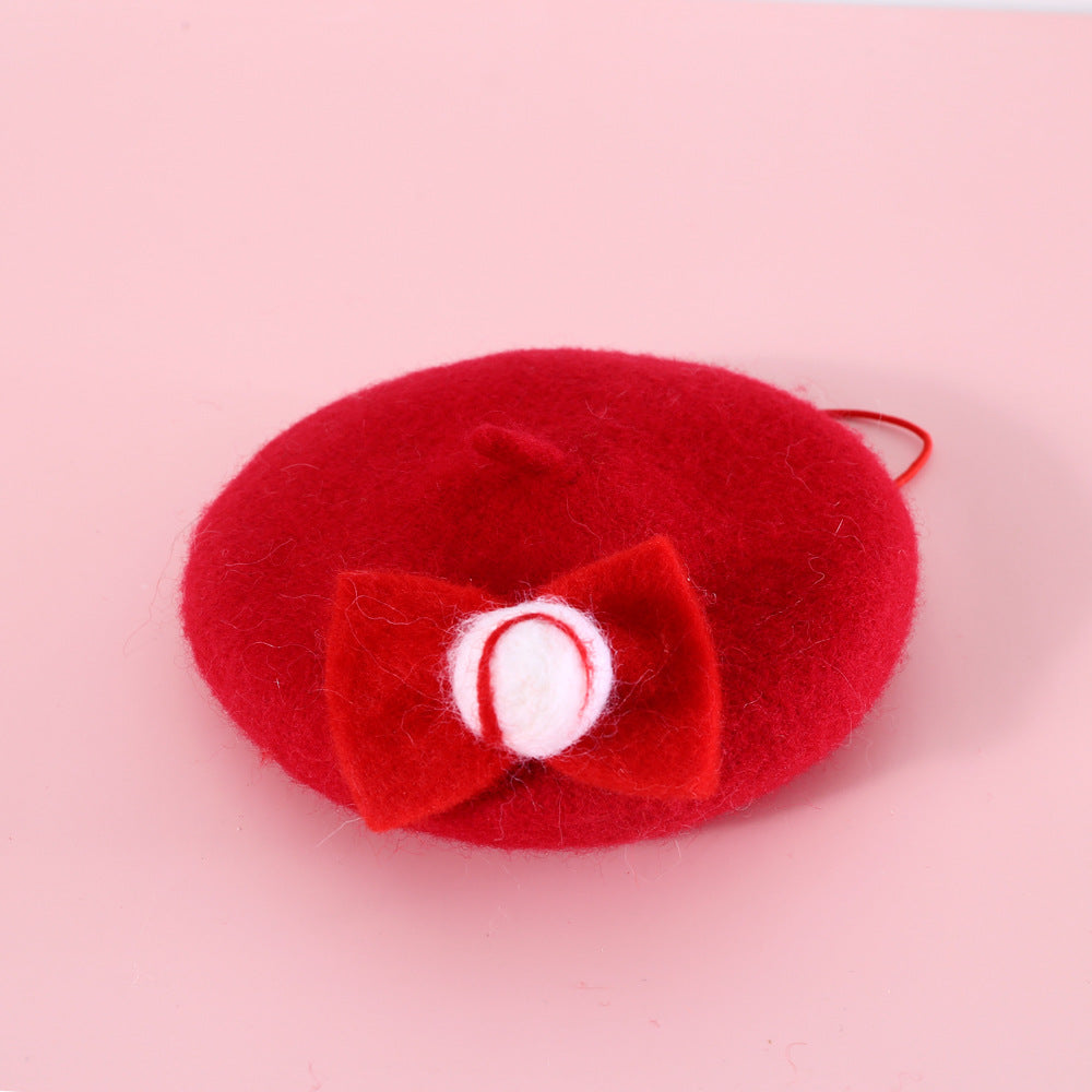 Pet Cat Wool Painter Bud Hat - Cocoa Paws Collective
